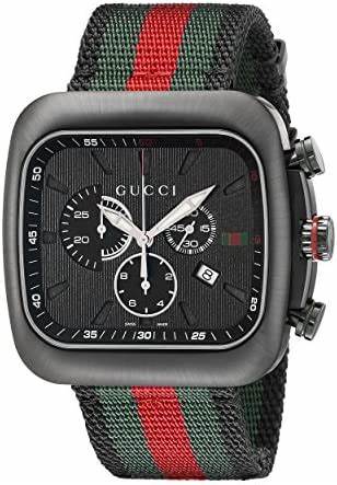 Relógio Gucci Relógio masculino Coupe preto com pulseira de nylon listrada